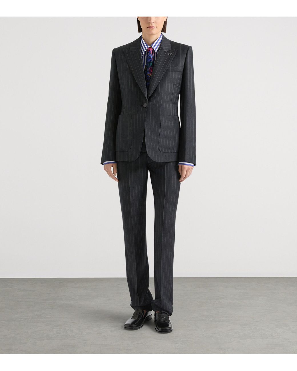 Givenchy Blue Wool Pinstripe Single-Breasted Blazer