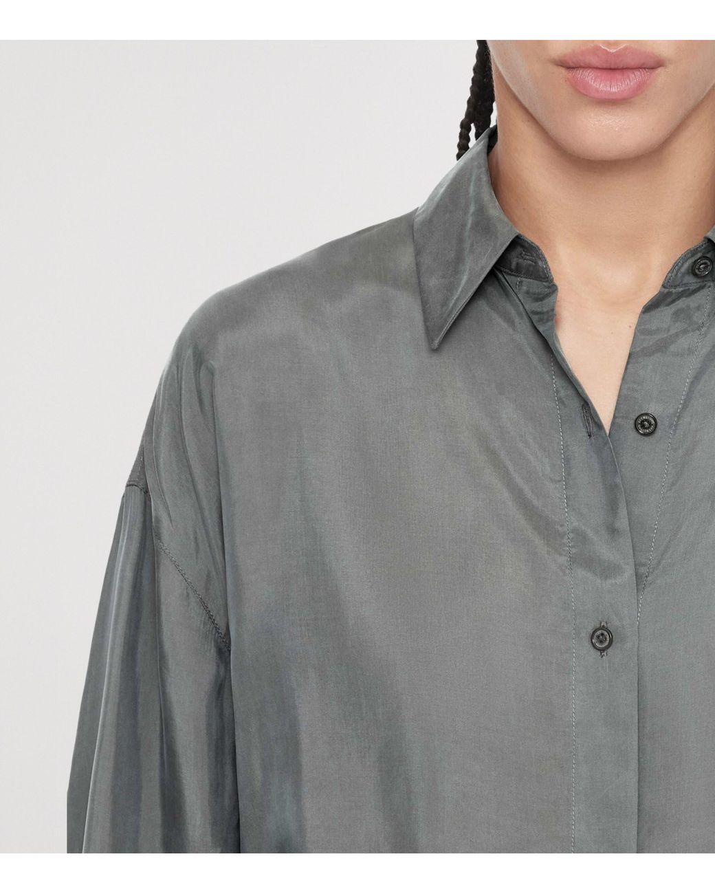 AllSaints Gray Oversized Ilana Shirt