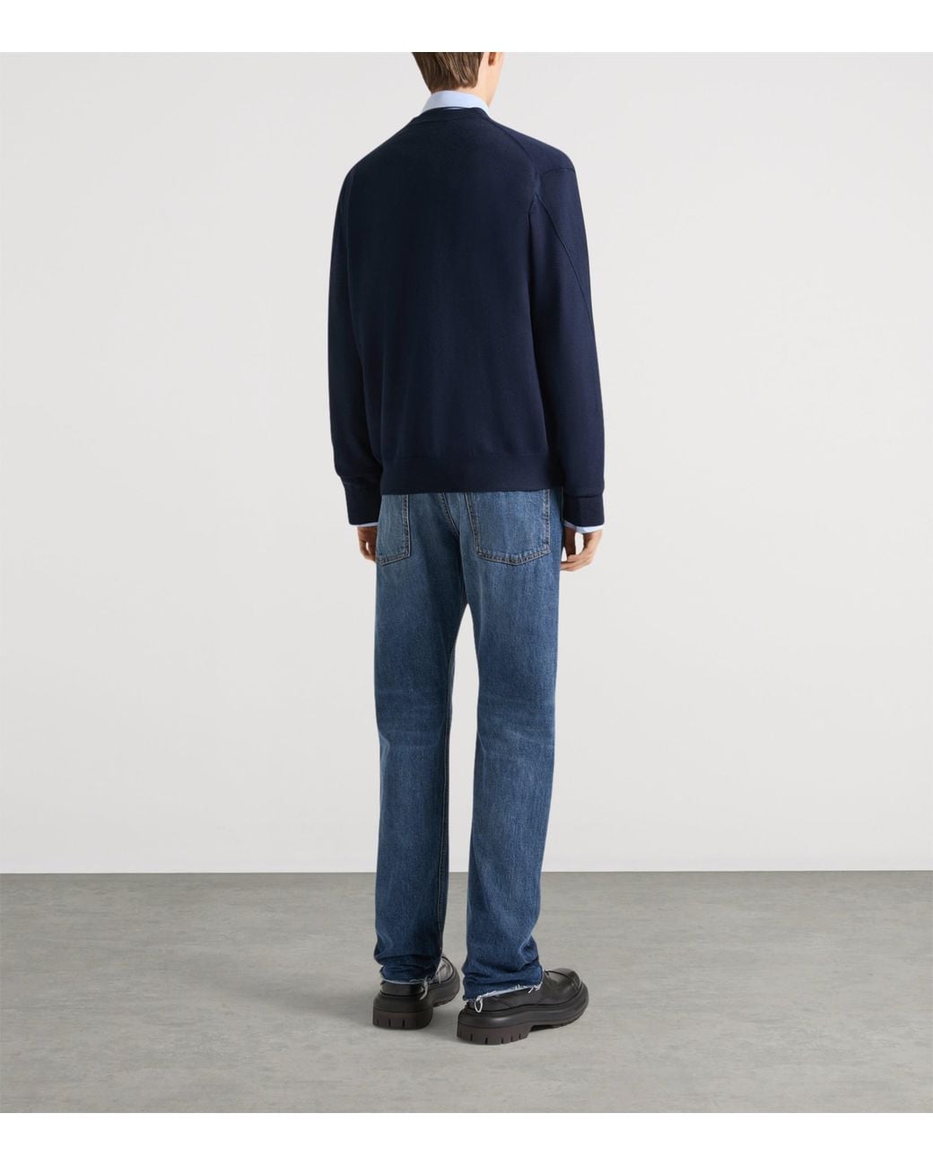 Givenchy Blue Wool Logo-Tab Cardigan for men