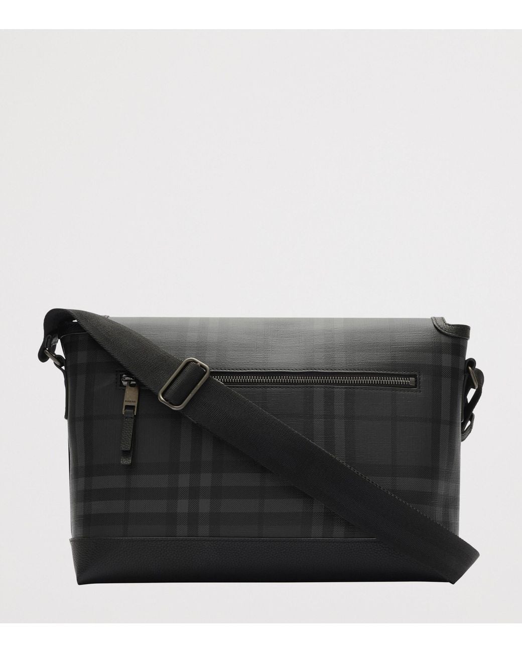 Burberry Black City Check Messenger Bag for men