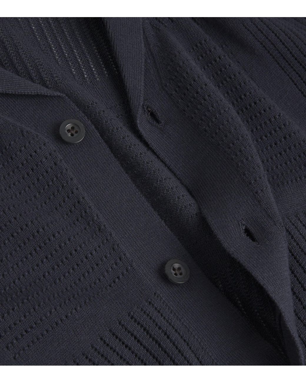 Vince Blue Cotton Pointelle-Knit Cabana Shirt for men