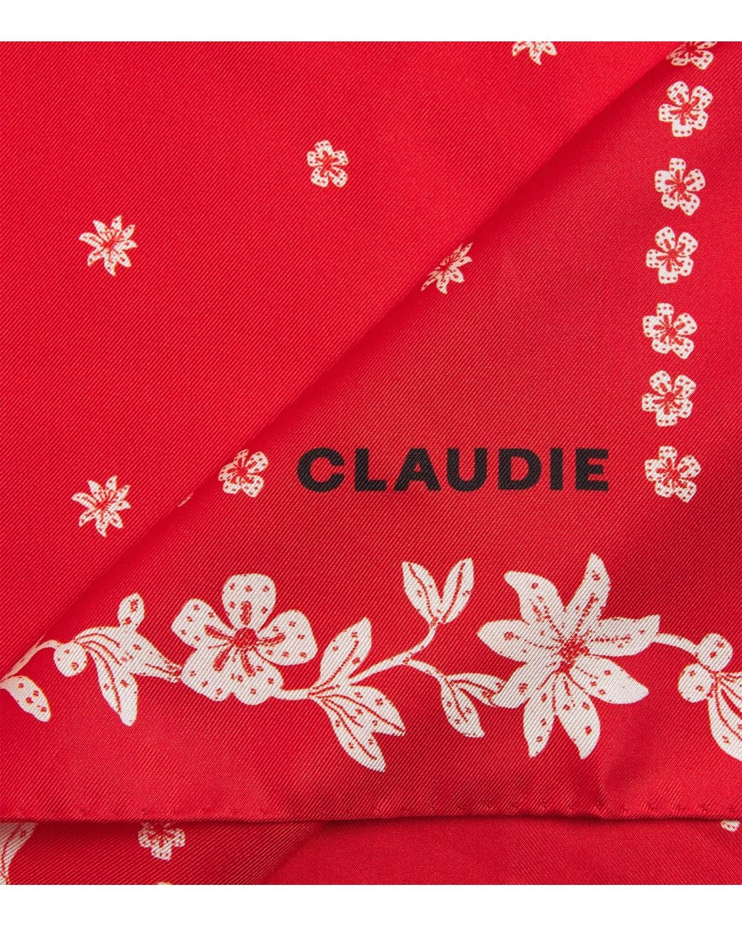 Claudie Pierlot Red Silk Printed Square Scarf
