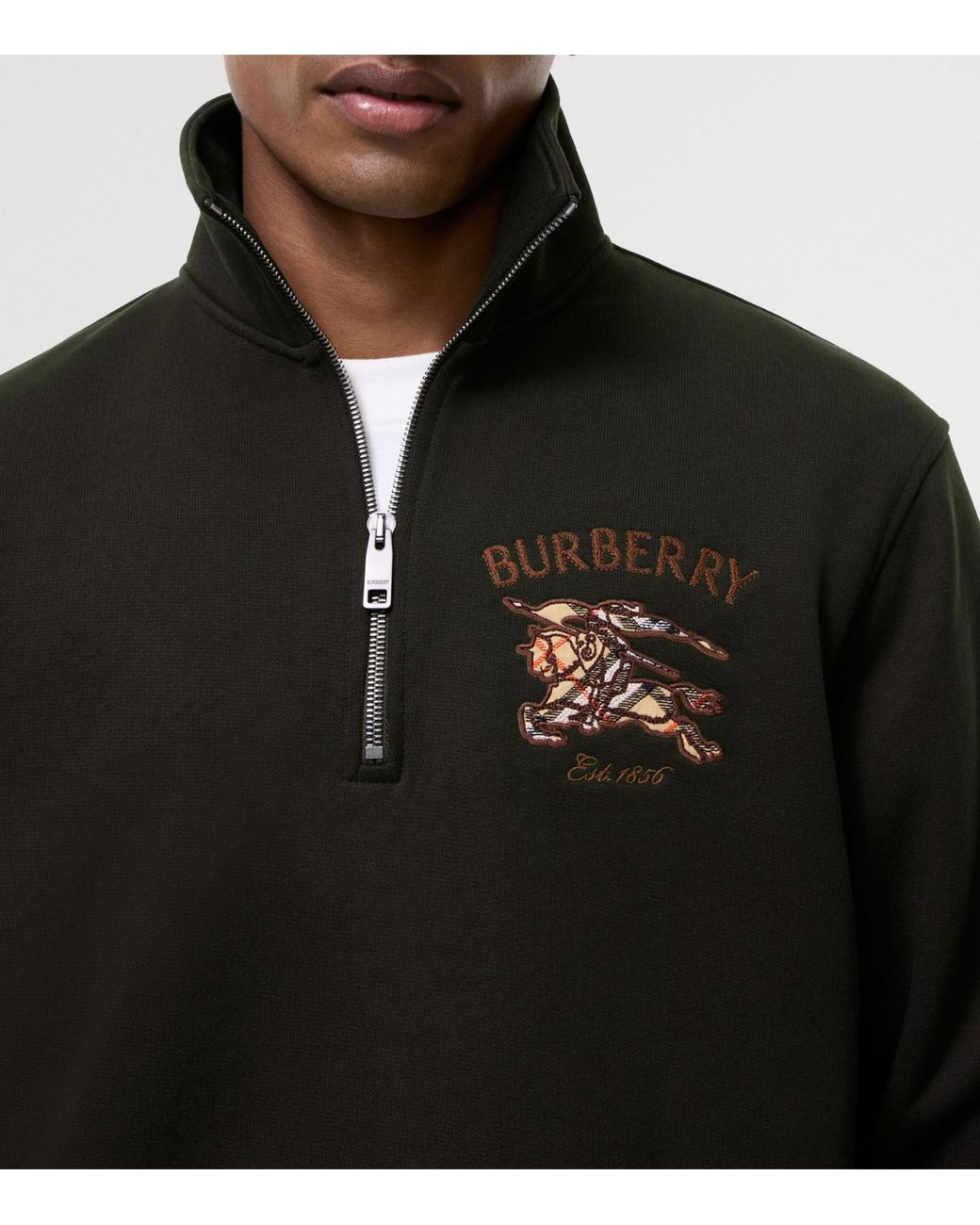 Burberry Black Cotton Ekd Quarter-Zip Sweatshirt for men