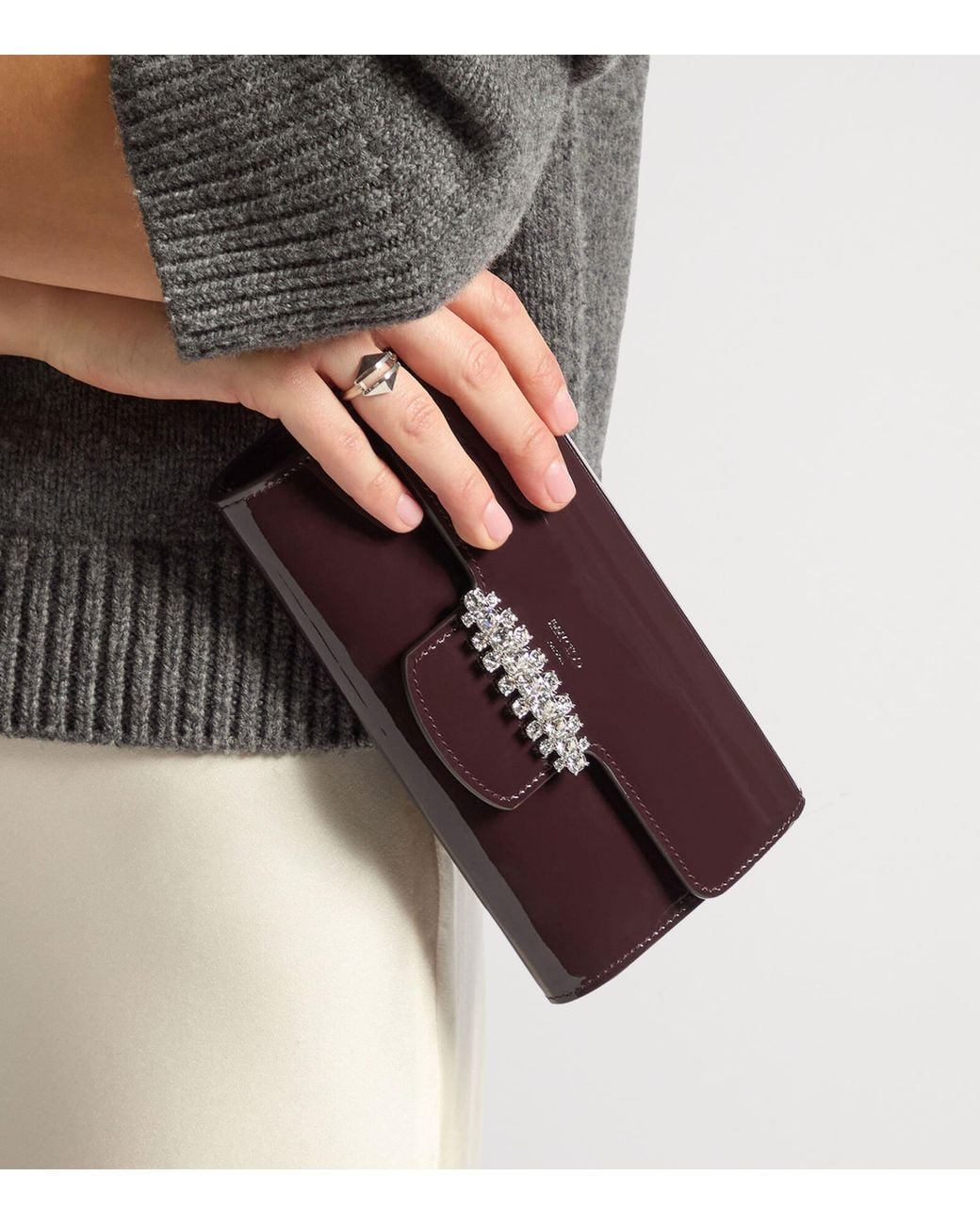 Jimmy Choo Purple Bing Patent Leather Wallet-On-Chain