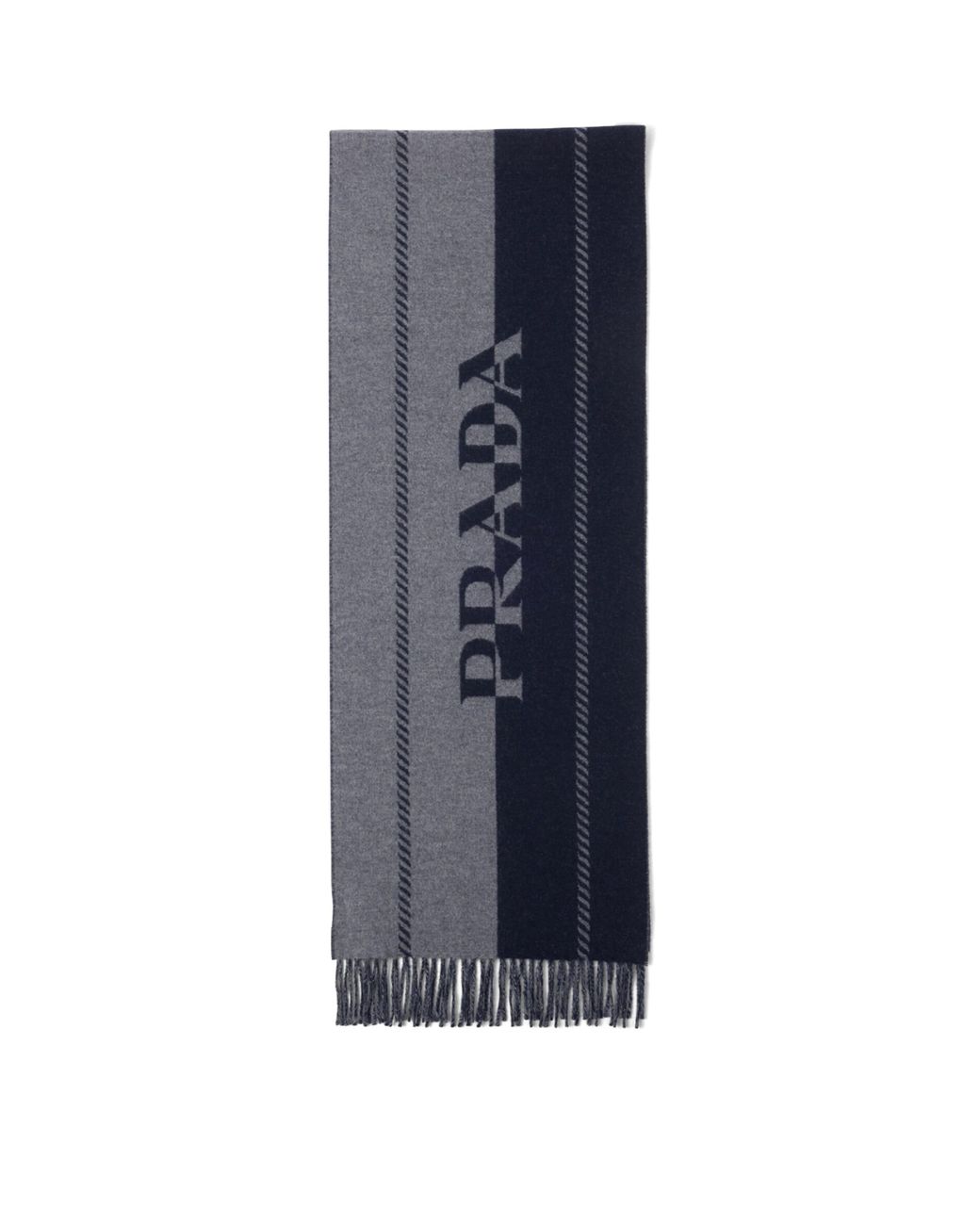 Prada Blue Wool Logo Scarf for men