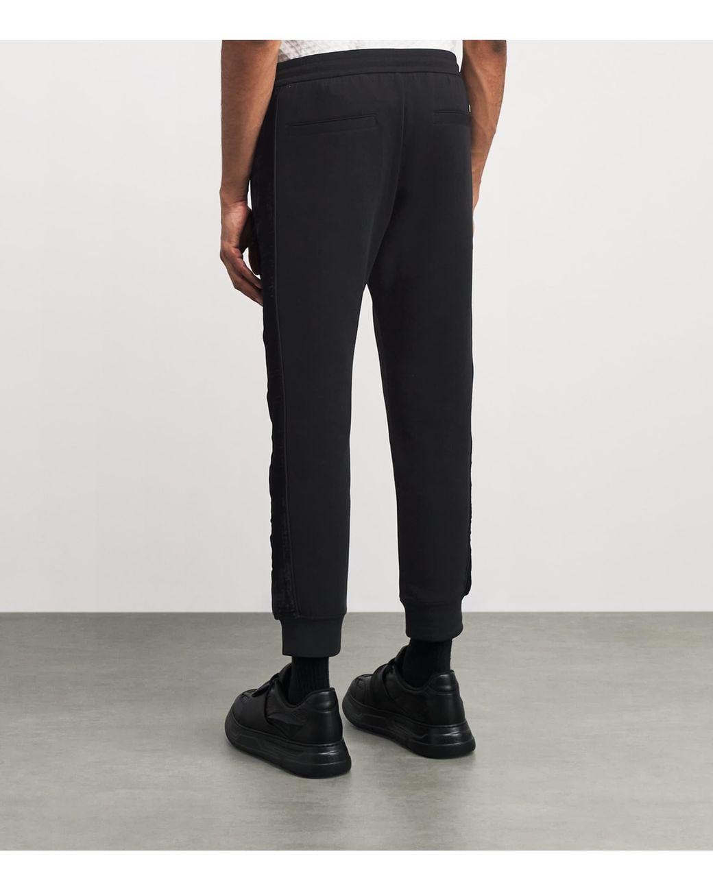 Emporio Armani Black Stretch-Cotton Velvet Sweatpants for men