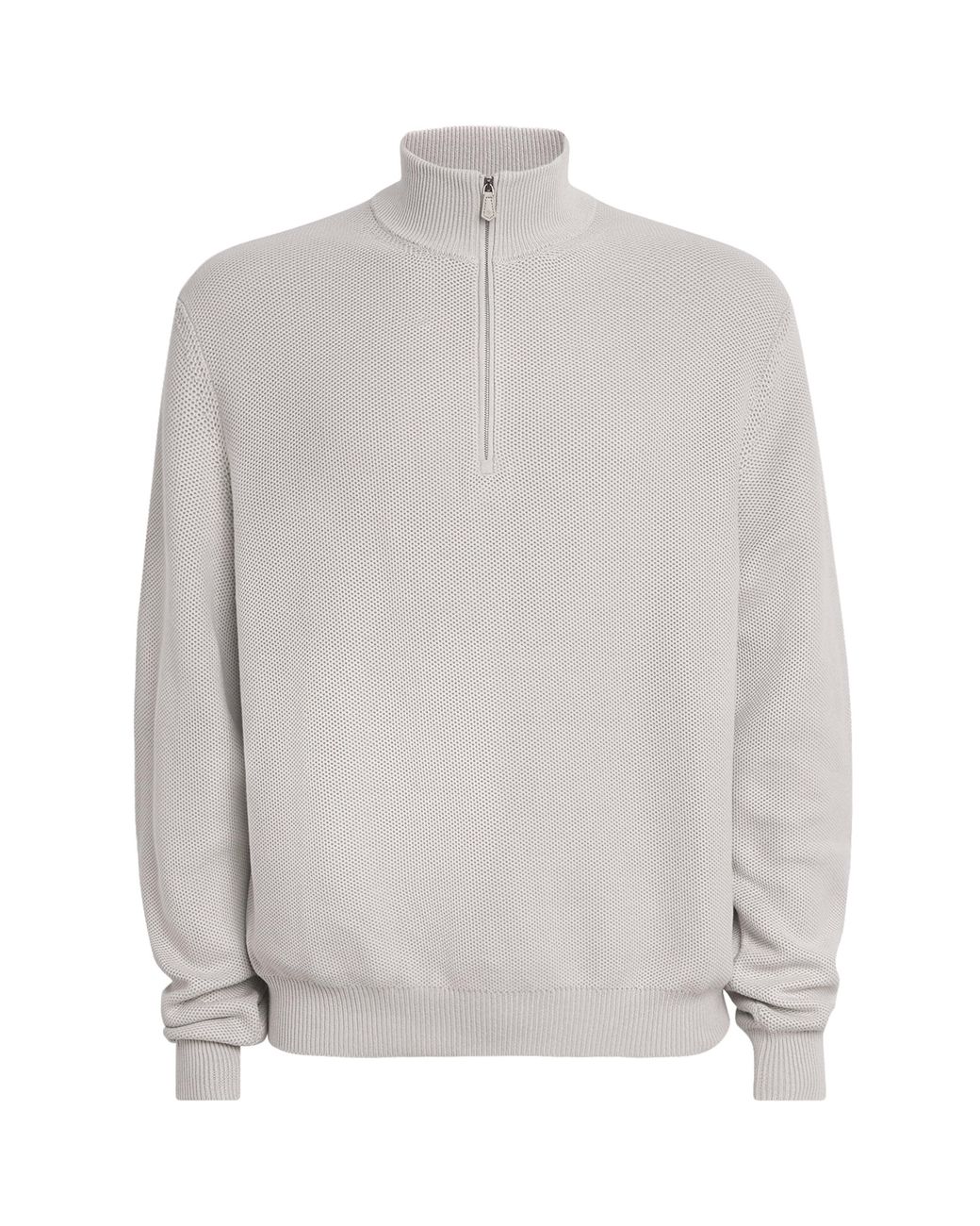 Ralph Lauren Gray Stretch-Silk-Cotton Quarter-Zip Sweater for men