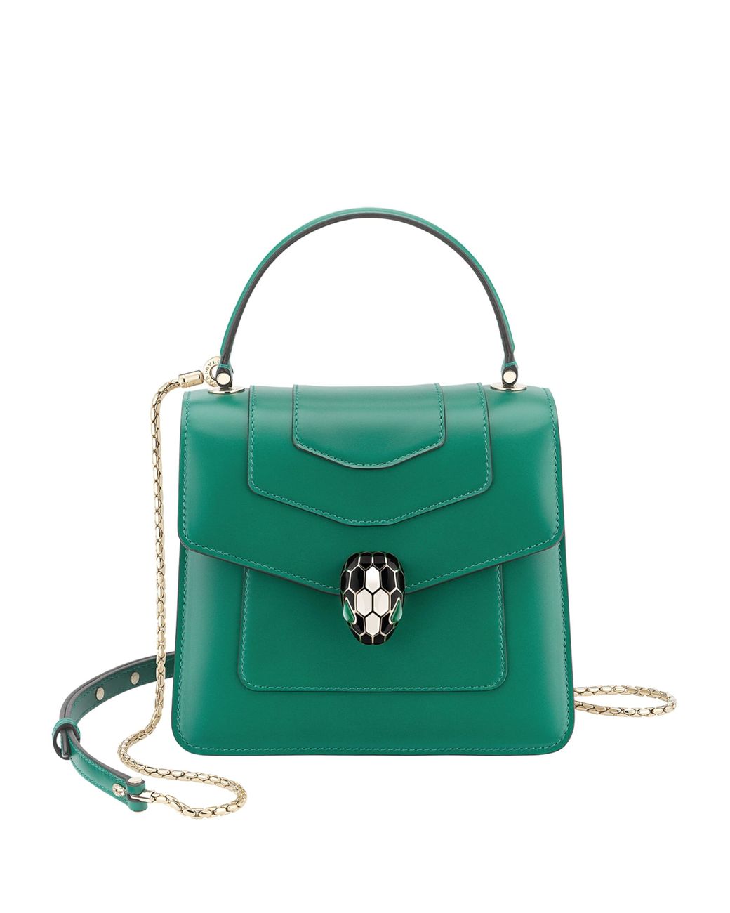 BVLGARI Green Leather Serpenti Forever Top-Handle Bag