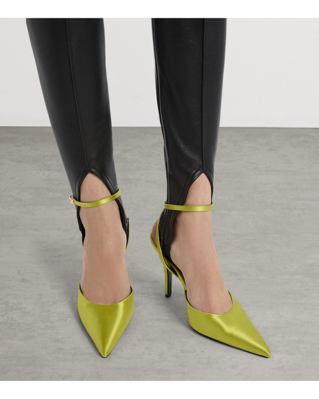 Balmain Yellow Silk Strappy Pumps 95