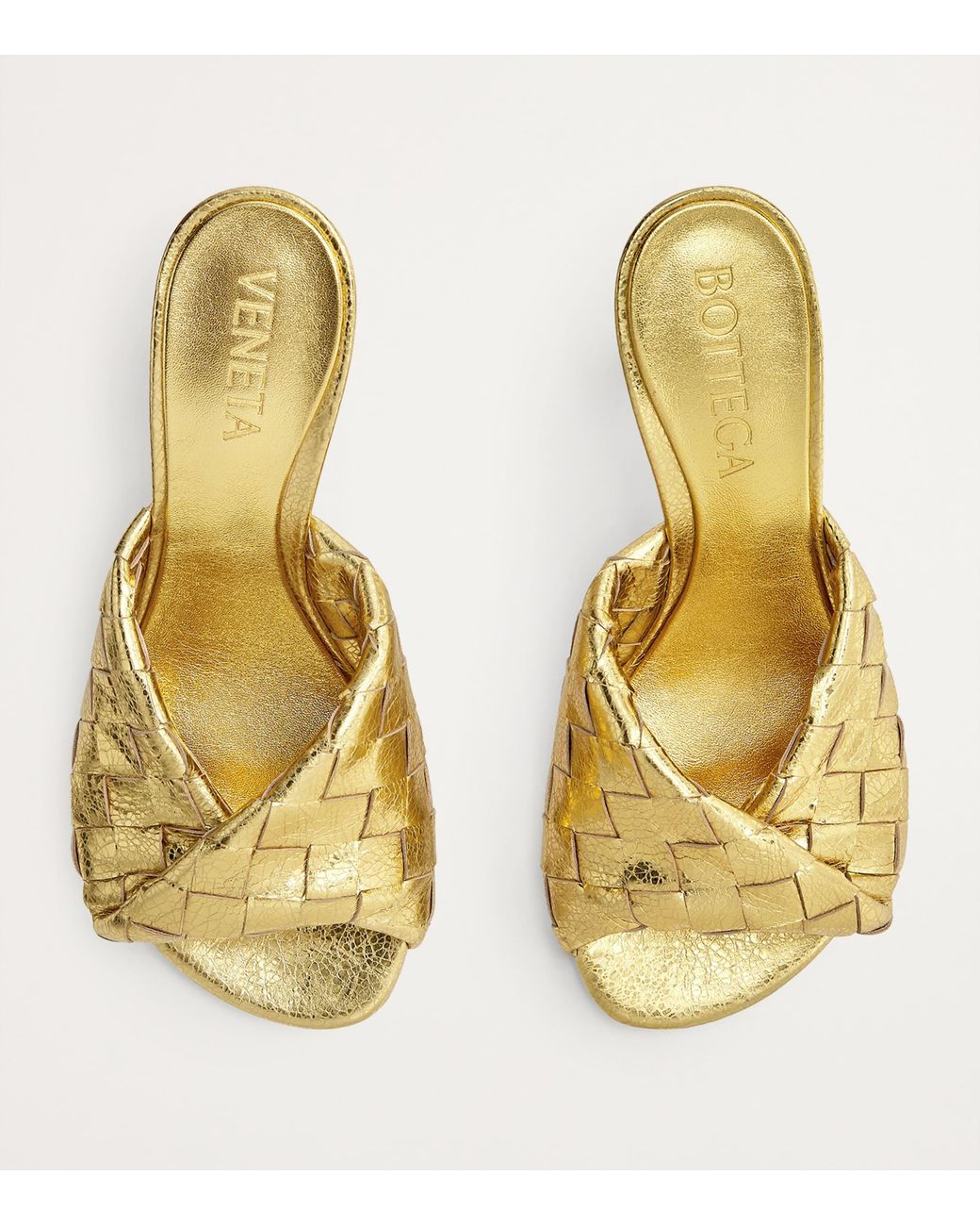 Bottega Veneta Metallic Leather Intrecciato Blink Mules 80