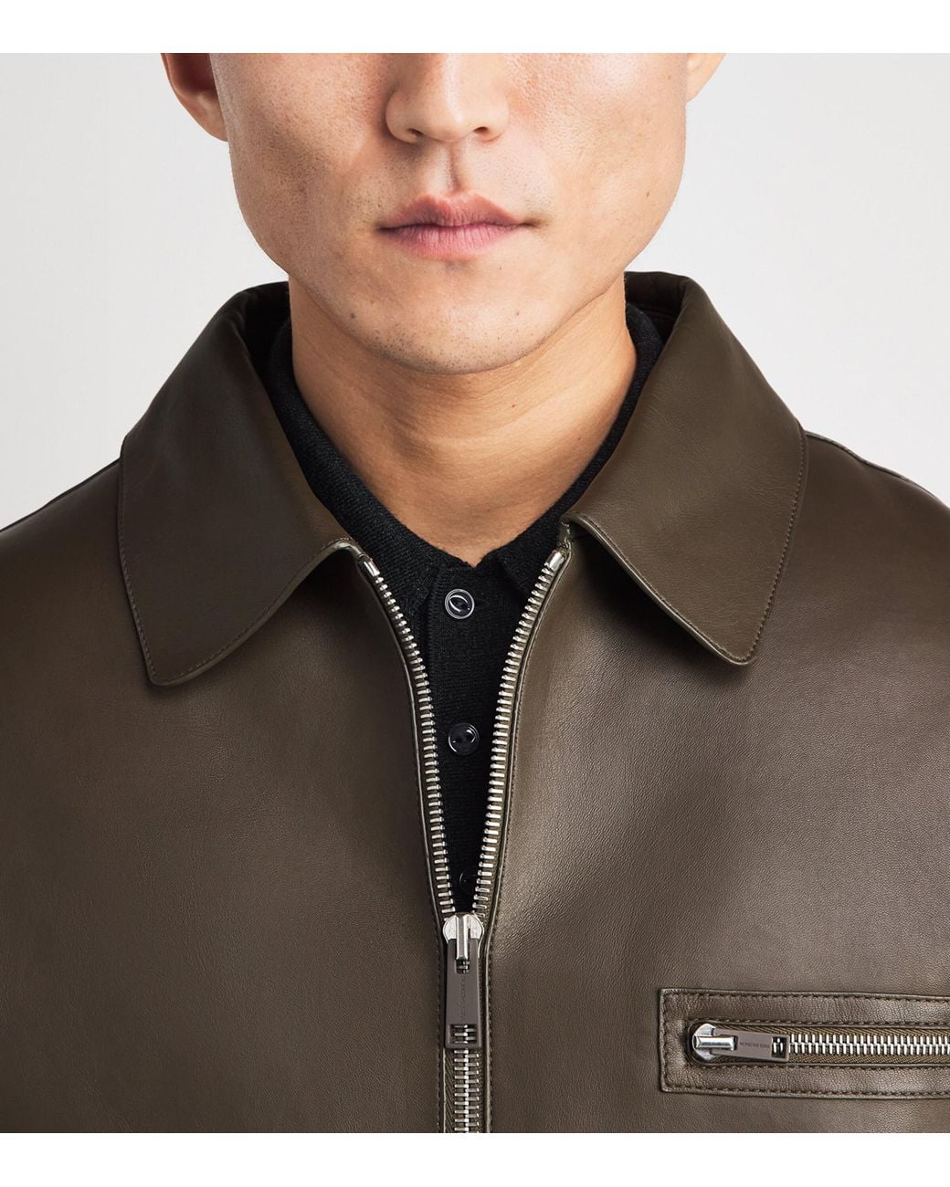 Yves Salomon Brown Shearling-Collar Leather Aviator Jacket for men