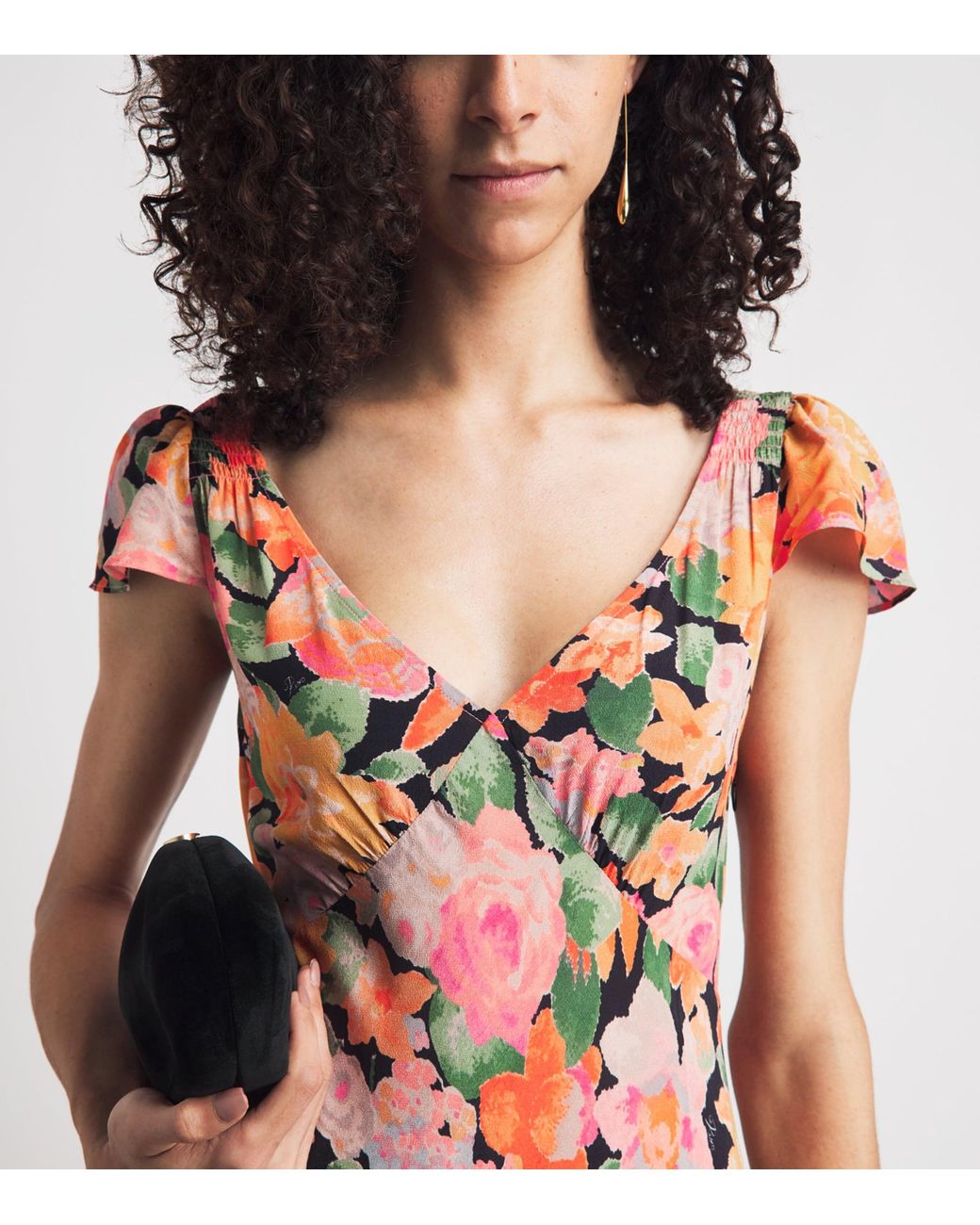 Rixo White Floral Cathy Midi Dress