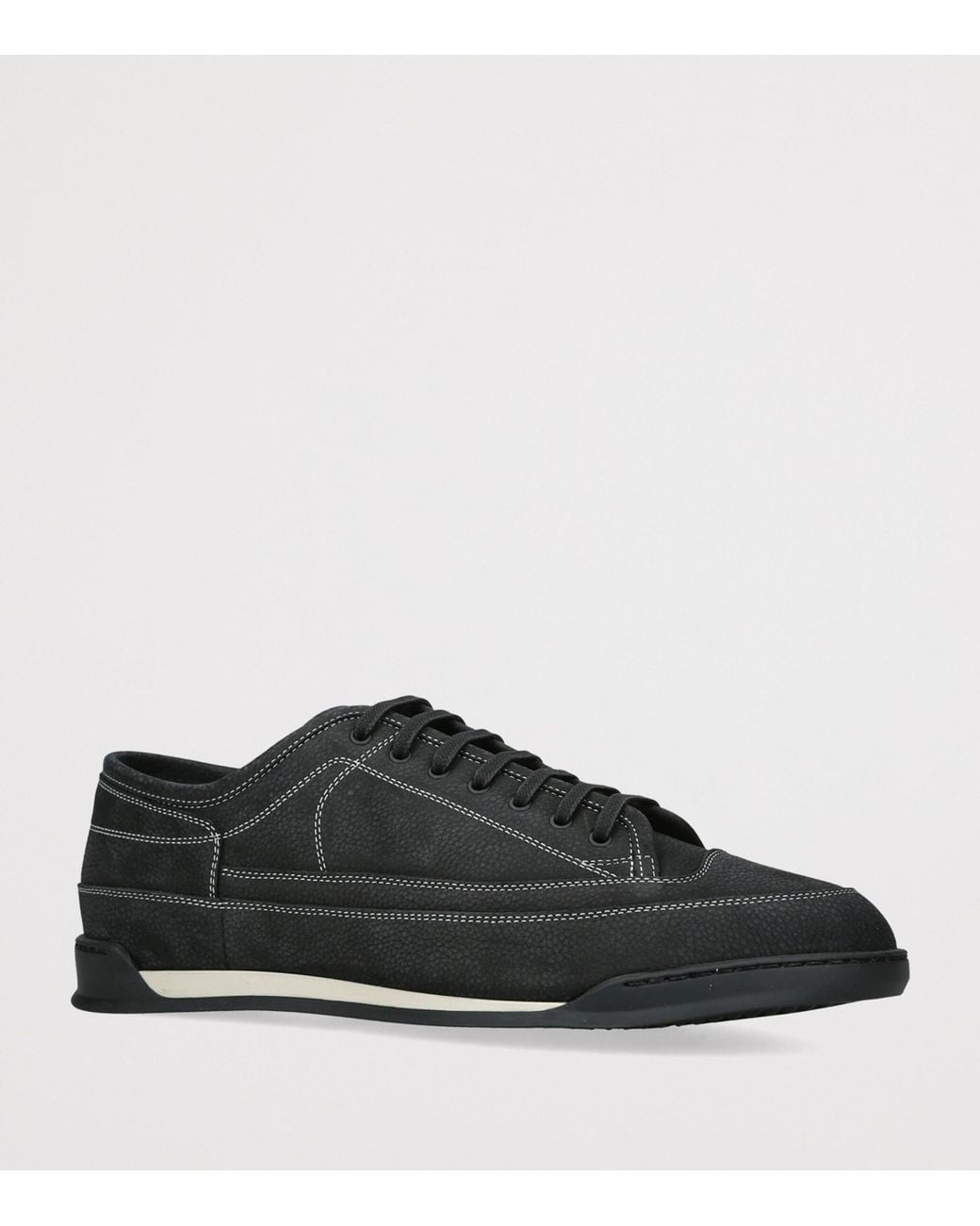 John Lobb Black Nubuck Court Sneakers for men
