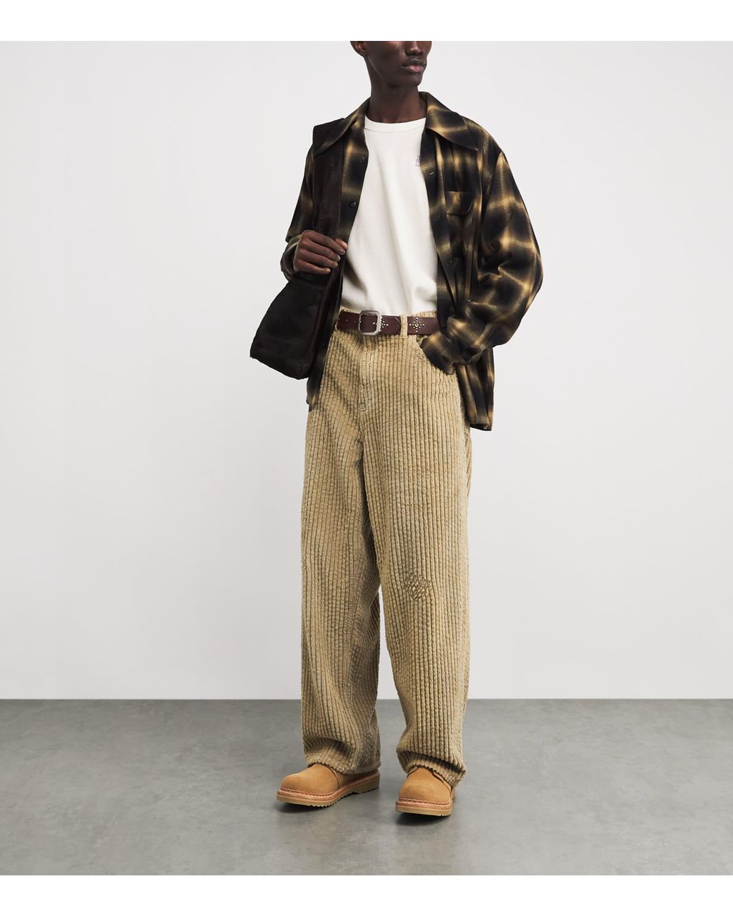 Kapital White Cotton Waffle-Knit Embroidered T-Shirt for men