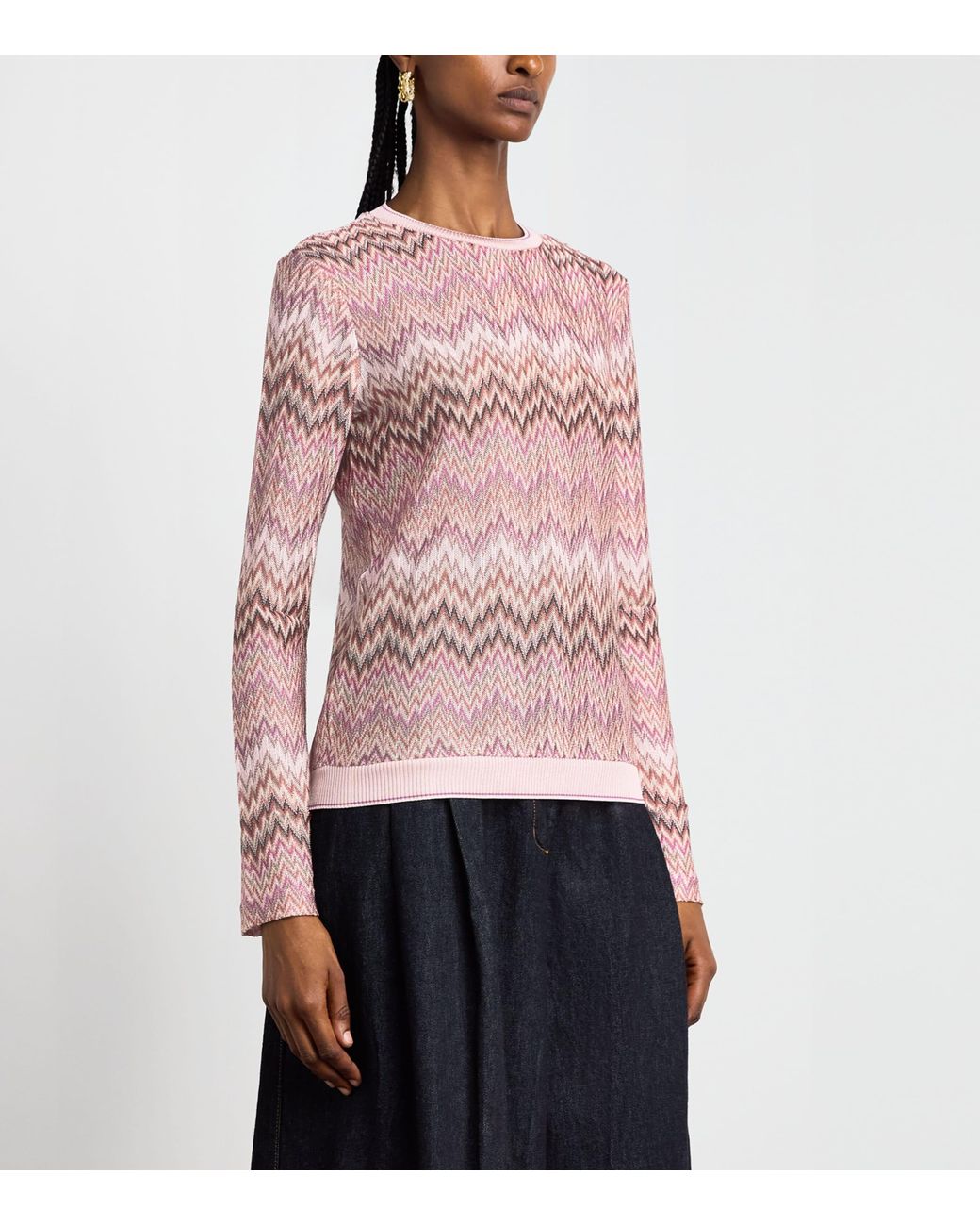 Missoni Pink Zigzag Crew-Neck Sweater