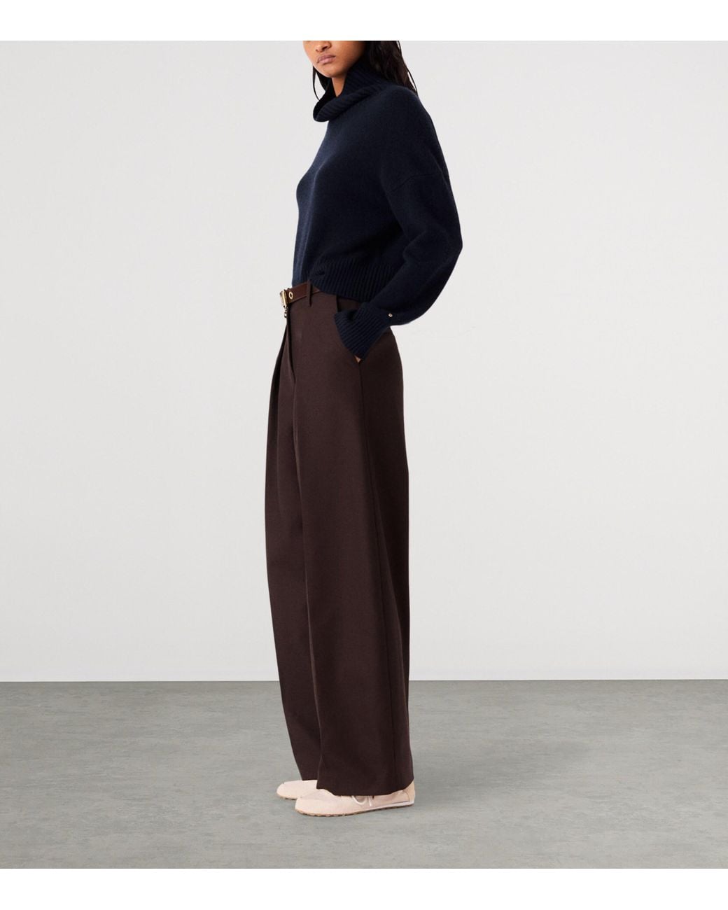 Maje Black Pleated Wide-Leg Trousers