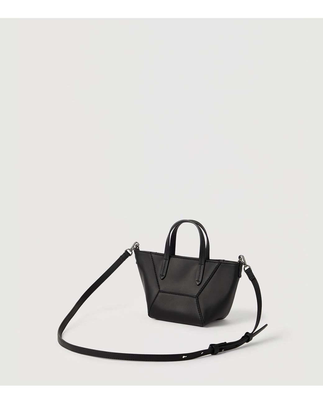 Brunello Cucinelli Black Mini Calfskin Bc Duo Tote Bag