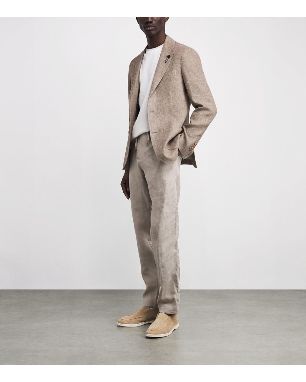 Lardini Brown Linen-Wool Patch Pocket Blazer for men