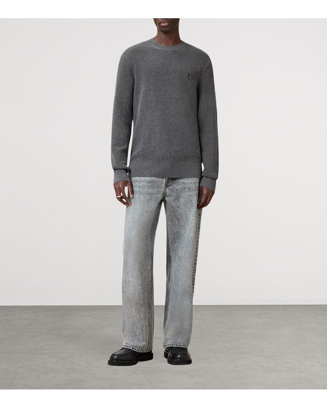 AllSaints Gray Organic Cotton-Wool Aspen Sweater