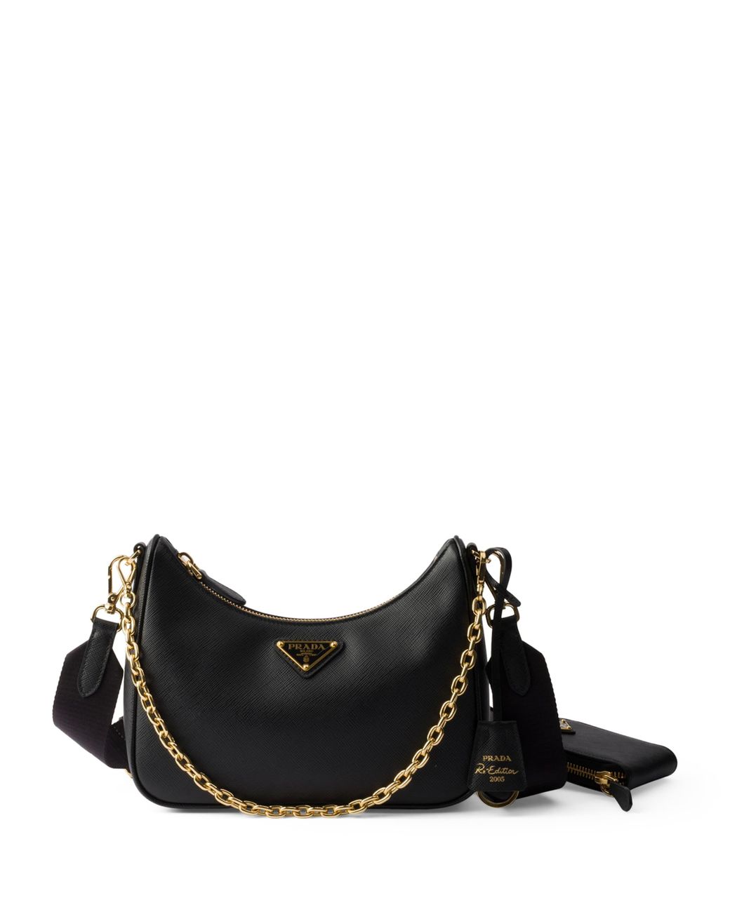 Prada Black Leather Re-Edition 2005 Shoulder Bag