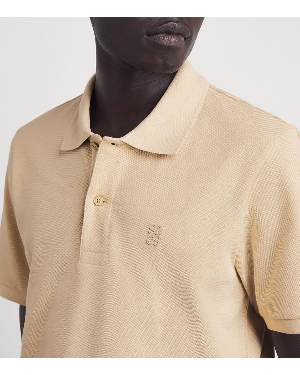Sandro Natural Cotton 4S Patch Polo Shirt for men