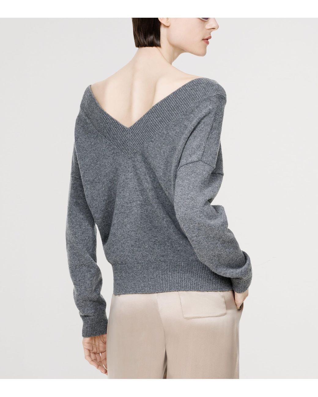 Tom Ford Gray Off-The-Shoulder Cashmere Sweater