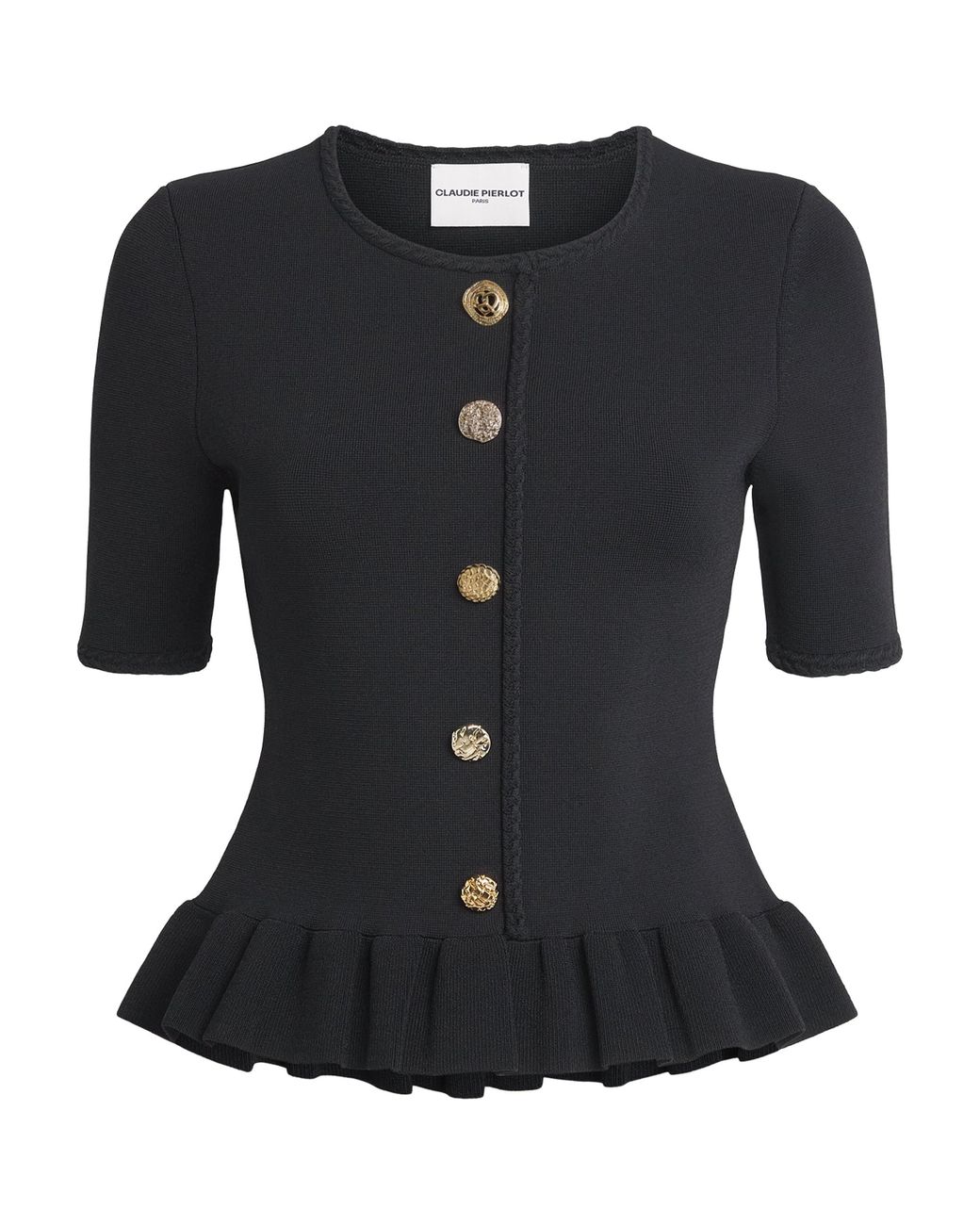 Claudie Pierlot Black Braid-Detail Knitted Top