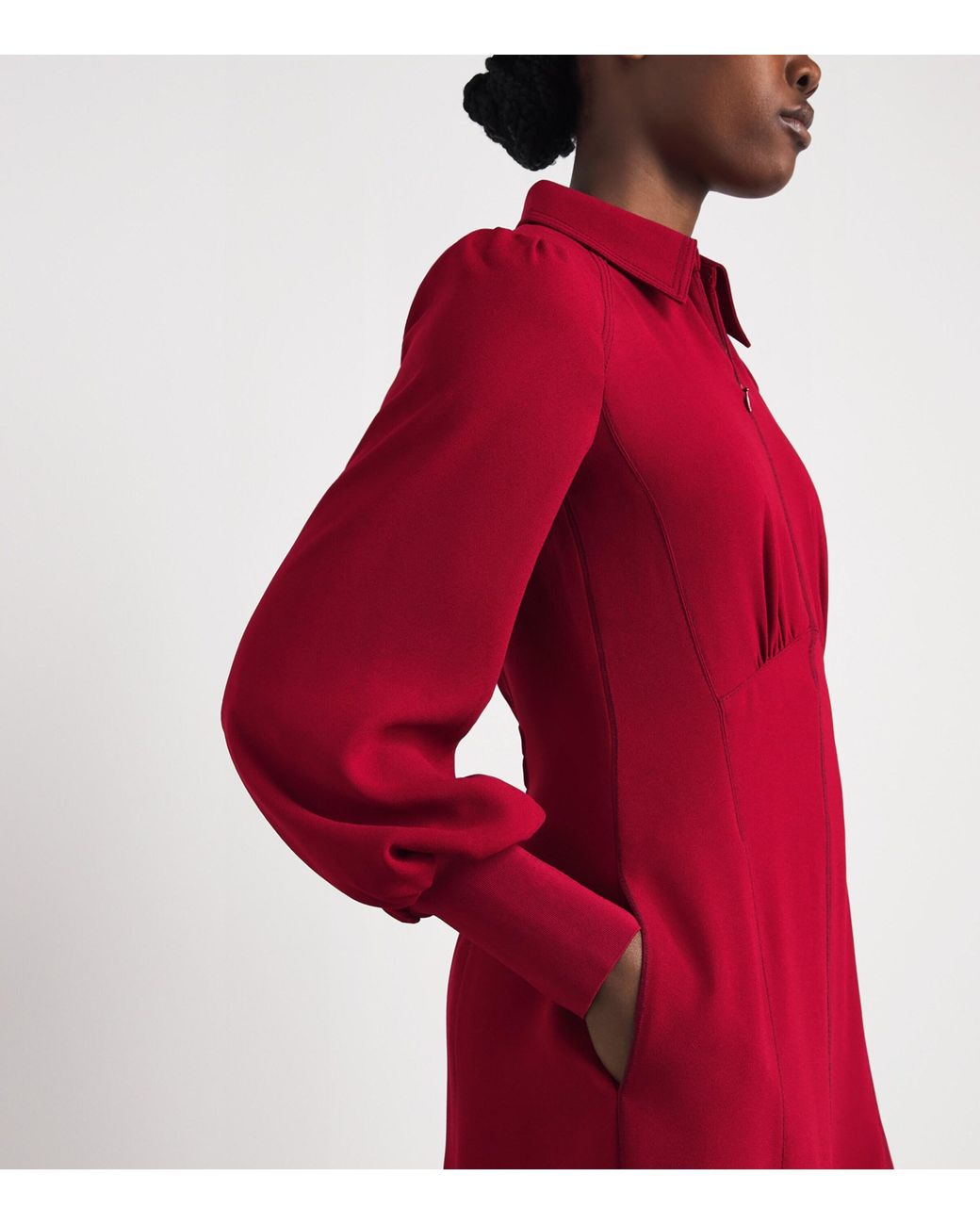 ME+EM Red Crepe Balloon-Sleeve Maxi Dress