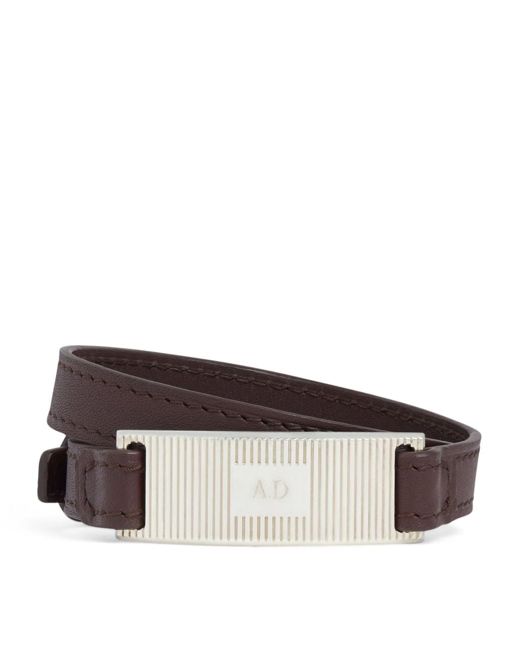 Dunhill Brown And Leather Id Tag Bracelet for men