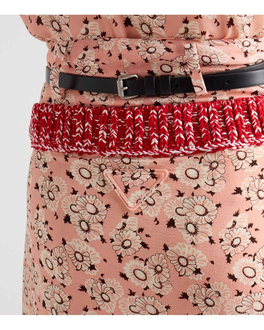 Prada Pink Stretch-Silk Georgette Floral Mini Skirt