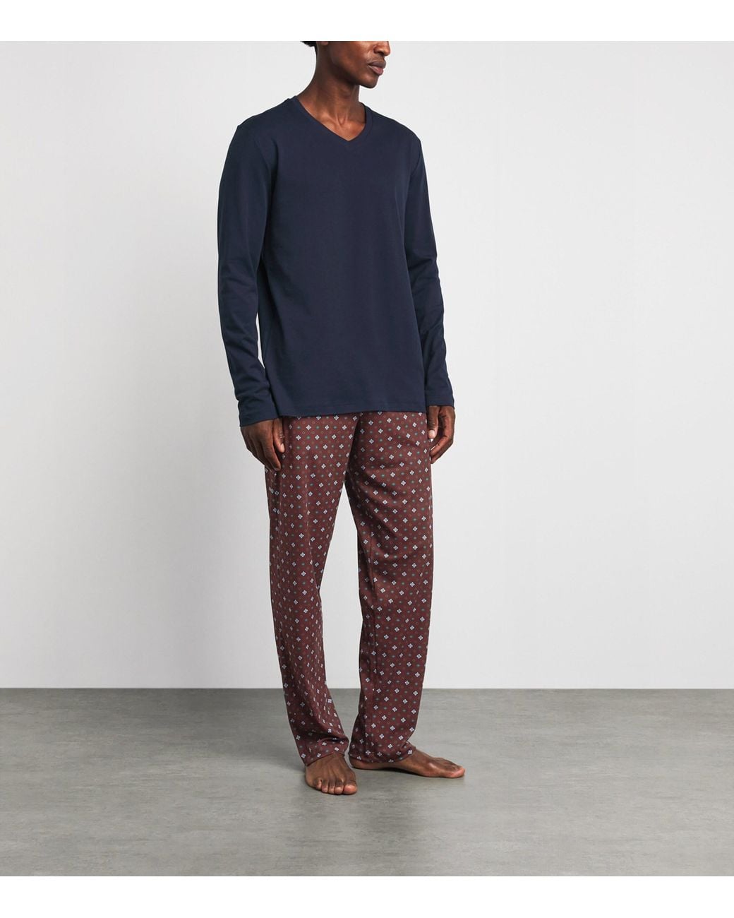 Hanro Blue Cotton Night & Day Pyjama Set for men