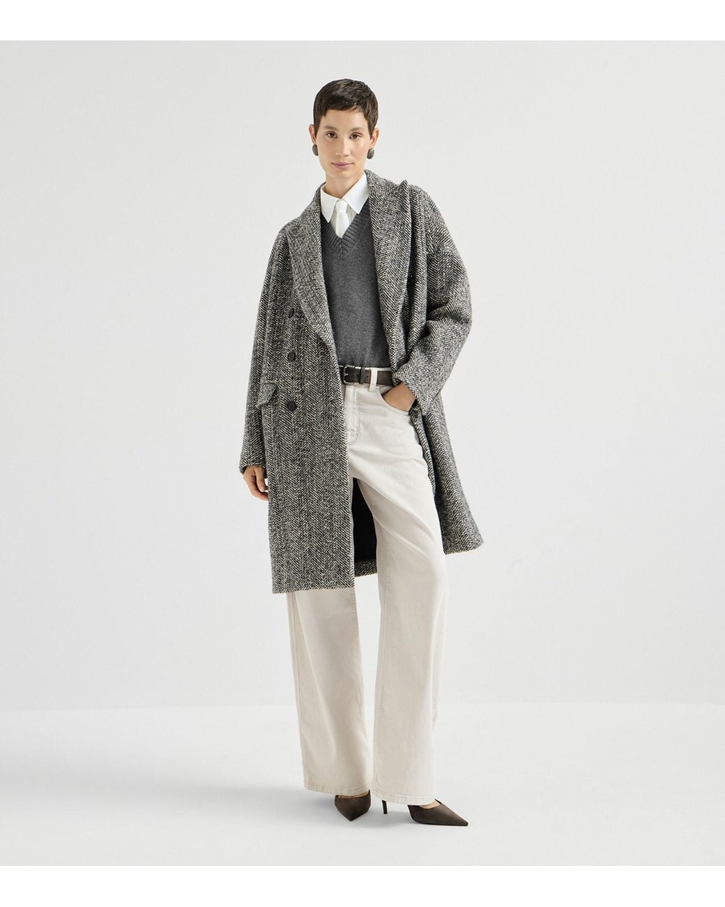 Brunello Cucinelli White Relaxed High-Waist Jeans