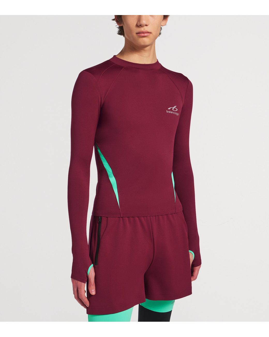 Balenciaga Red Technical Long-Sleeve T-Shirt for men