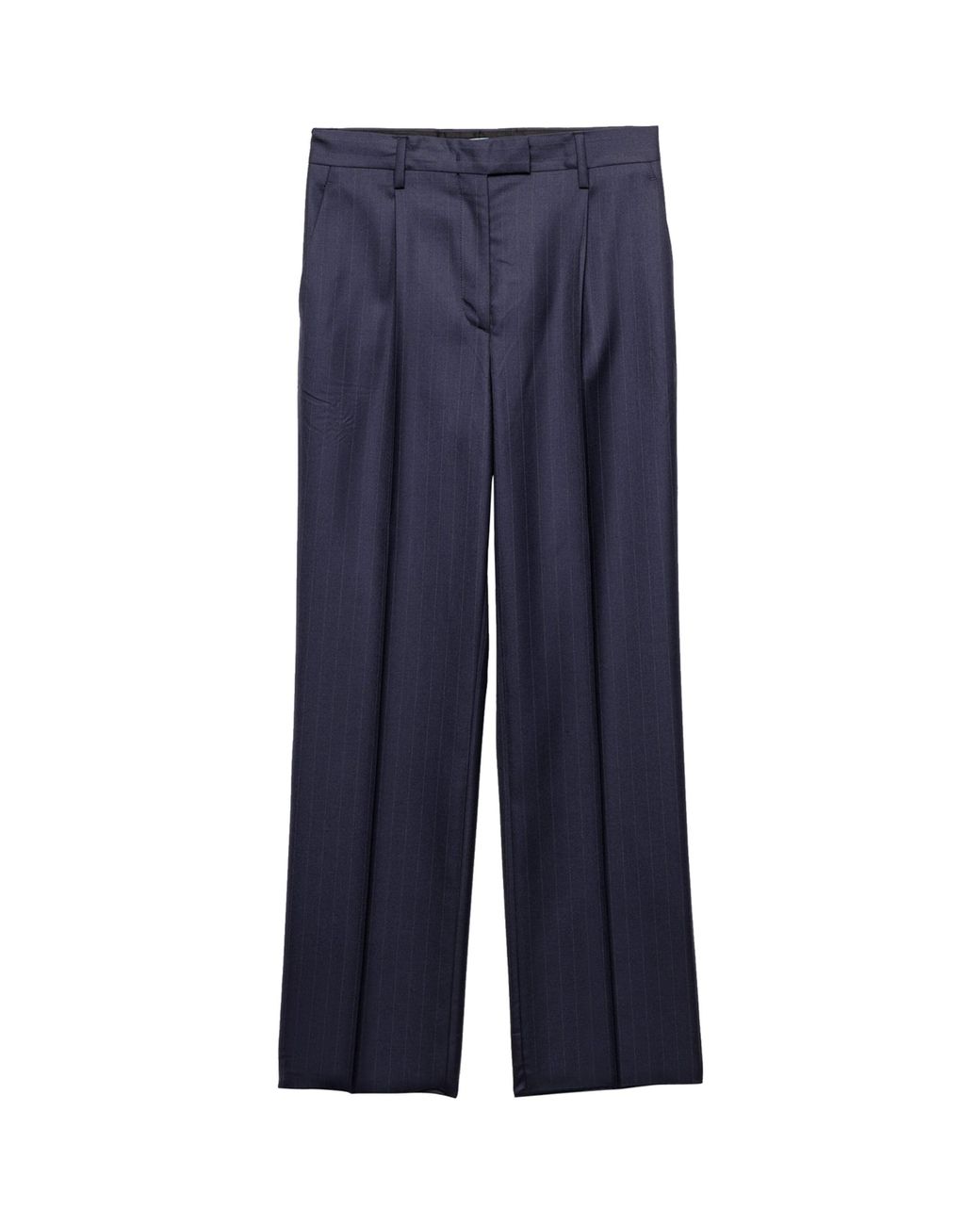 Prada Blue Wool Pinstripe Straight Trousers