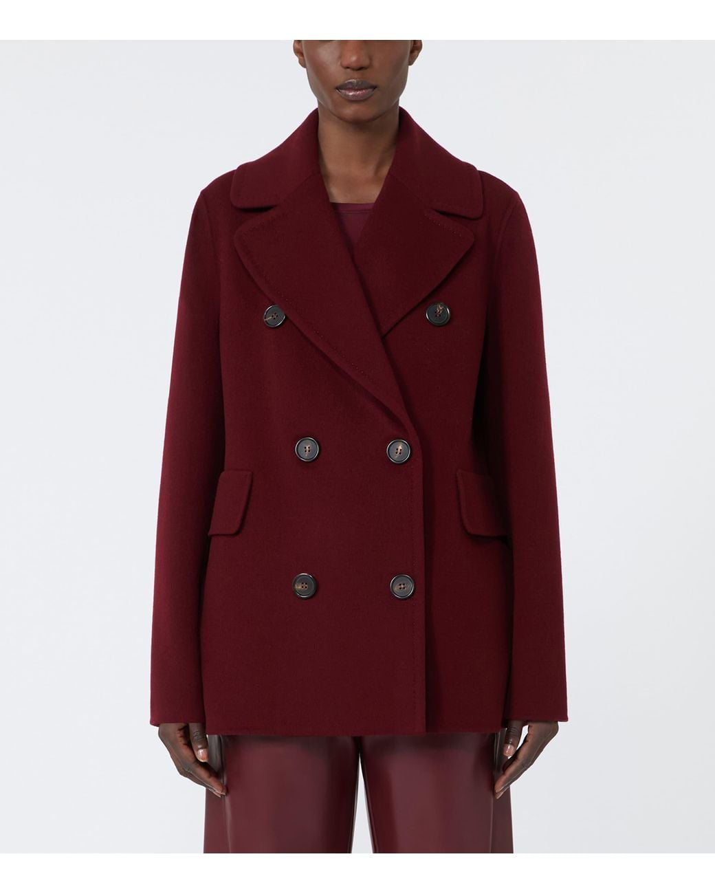 Max Mara Purple Virgin Wool Double-Breasted Short Coat
