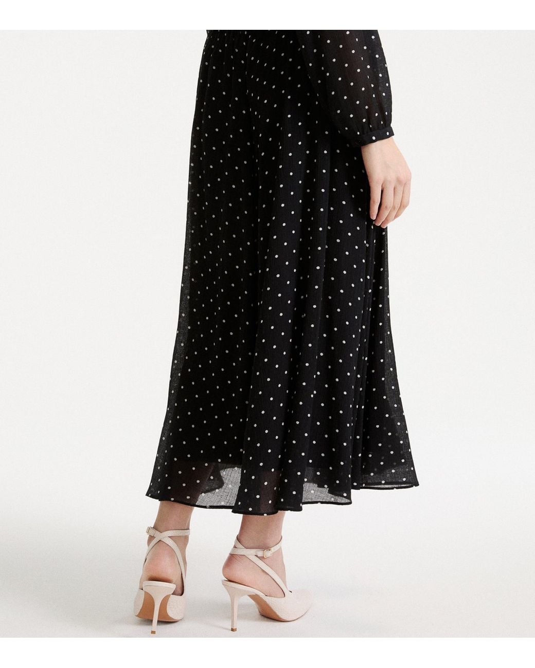 Marella Black Polka-Dot Maxi Skirt