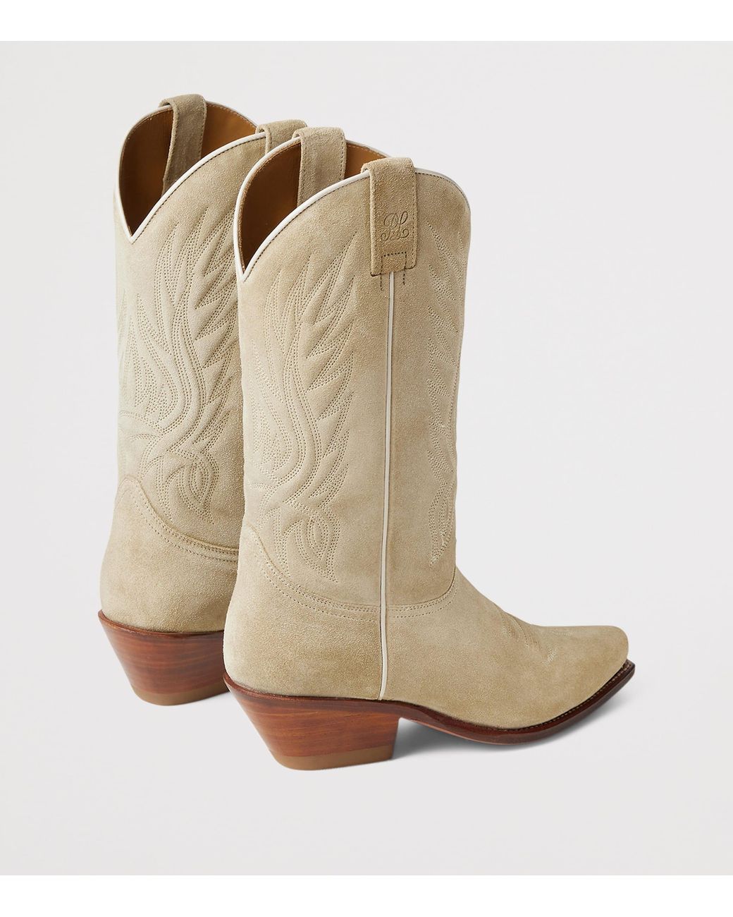 Ralph Lauren Natural Suede Chilton Cowboy Boots