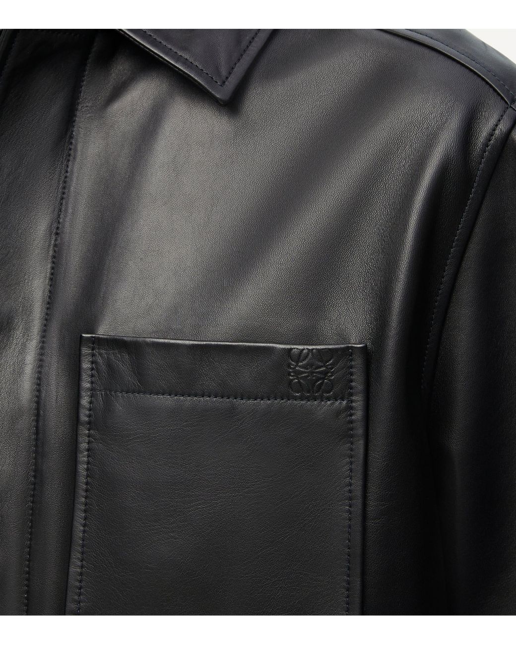 Loewe Black Leather Shirt Jacket for men