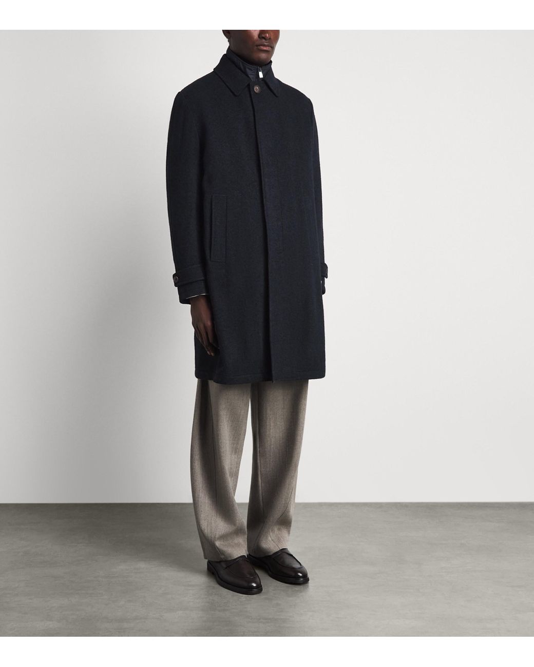 Corneliani Blue Virgin Wool-Cashmere Overcoat for men