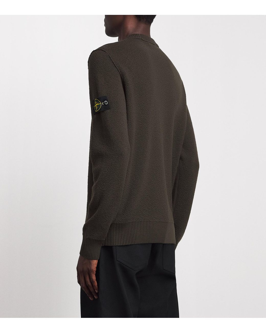 Stone Island Black Virgin Wool Compass Sweater for men