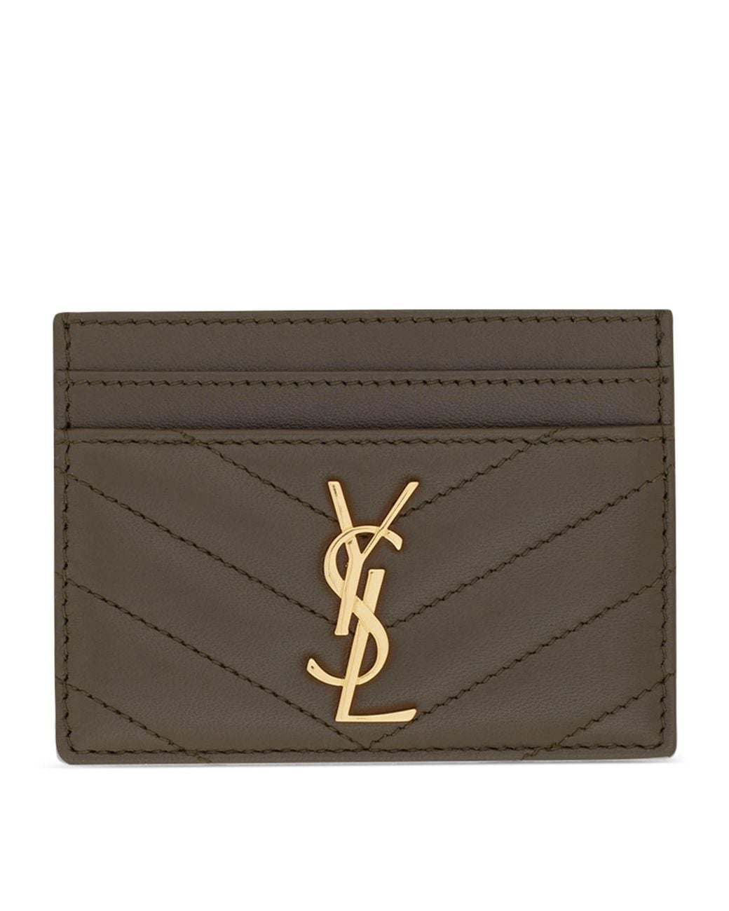 Saint Laurent Green Matelassé Card Holder
