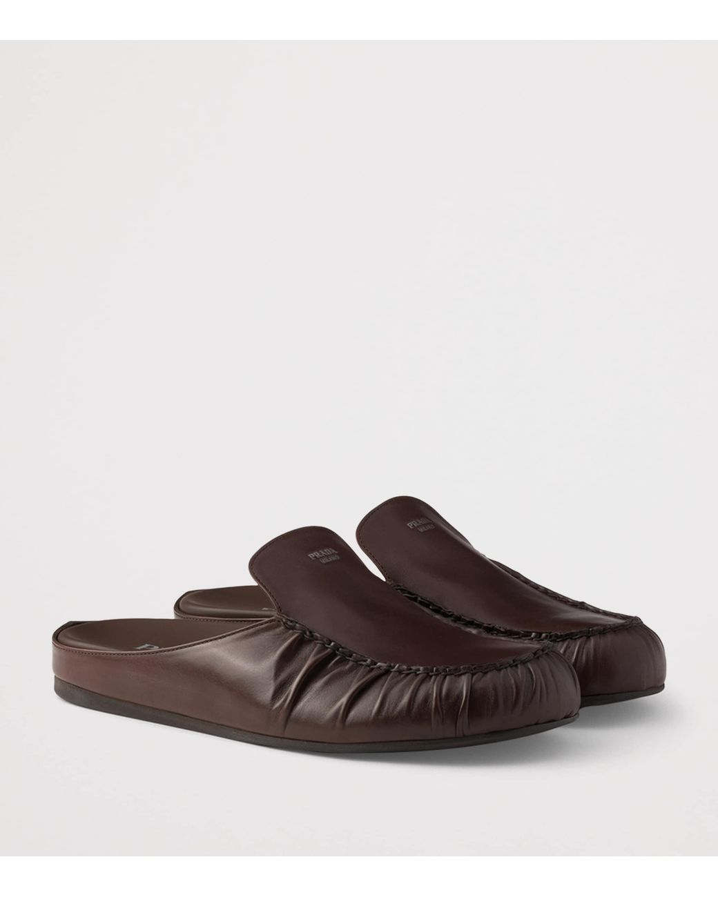 Prada Brown Leather Mules for men