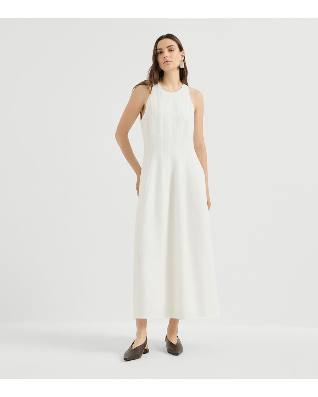 Brunello Cucinelli White Twill Maxi Dress