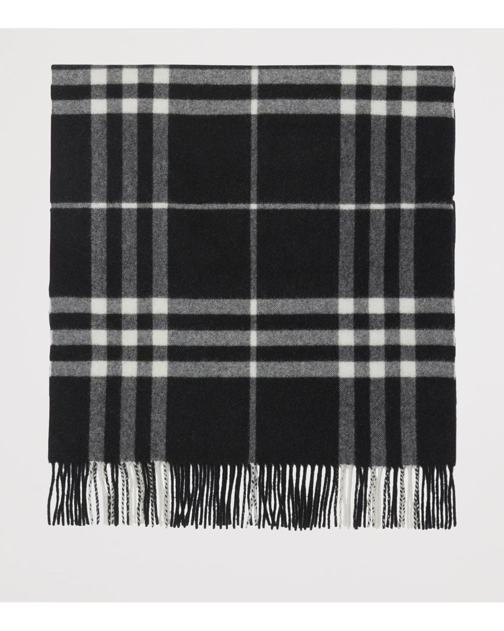 Burberry Black Cashmere Wide Check Scarf
