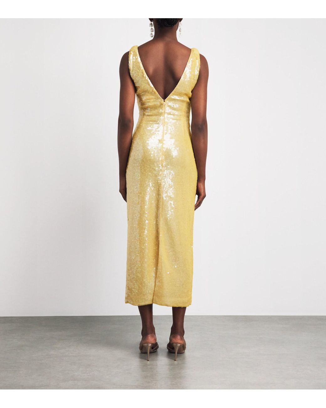 Rachel Gilbert Metallic Embellished Tamzin Sleeveless Midi Dress