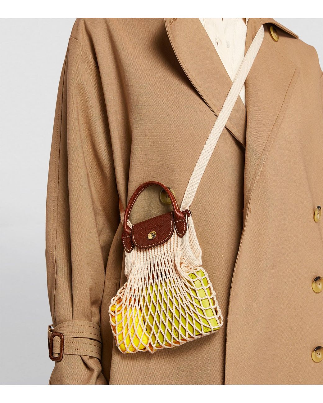 Longchamp Brown Extra-Small Le Pliage Filet Mesh Bag