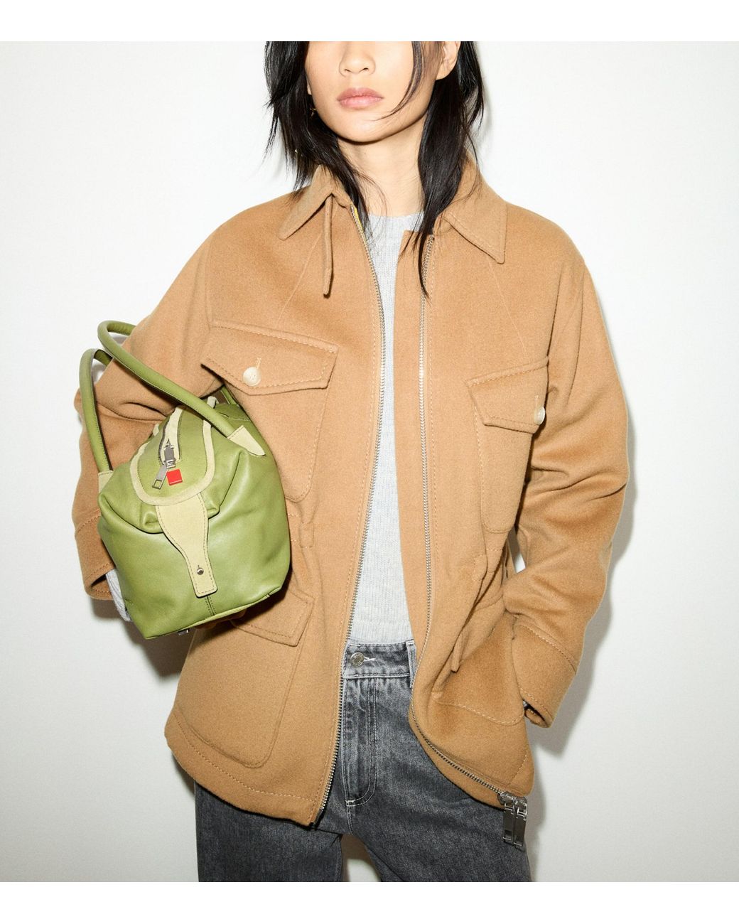 MAX&Co. Brown Virgin Wool Utility Jacket