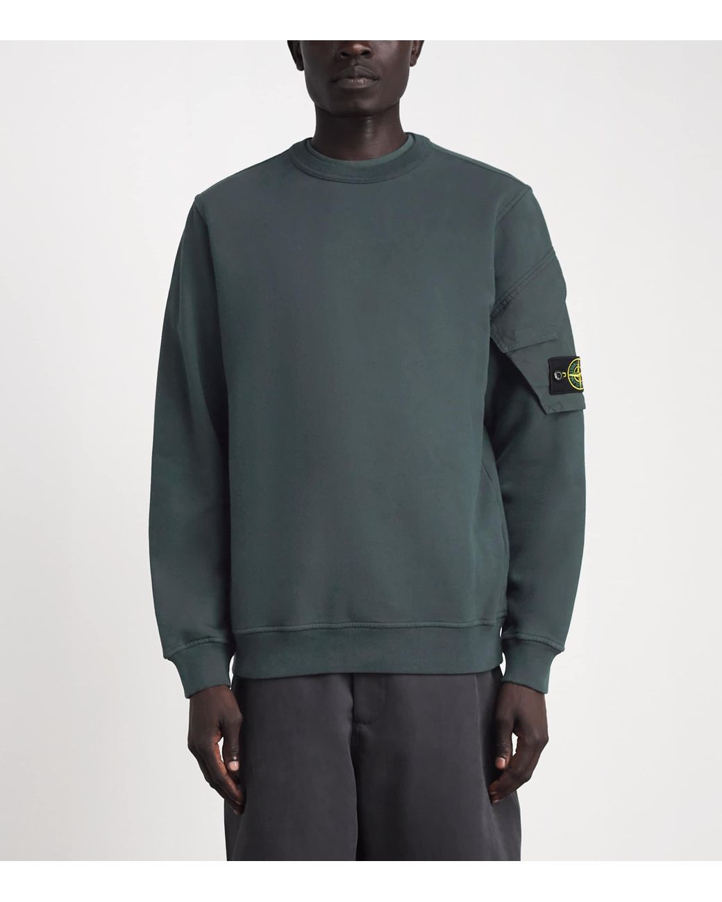 Stone Island Green Cotton Compass Pocket Sweatshirt for men