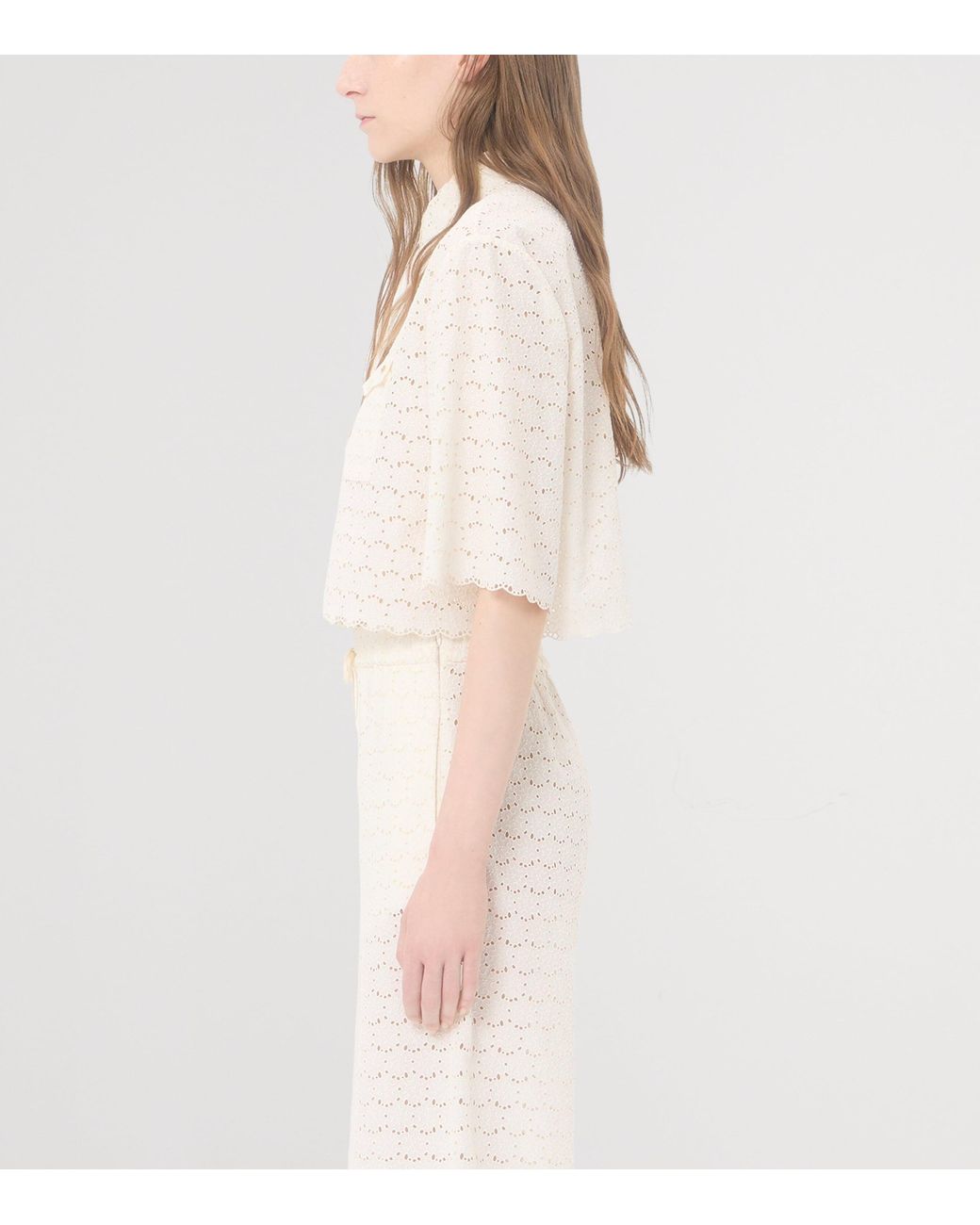 Valentino Natural Cropped Broderie Anglaise Shirt