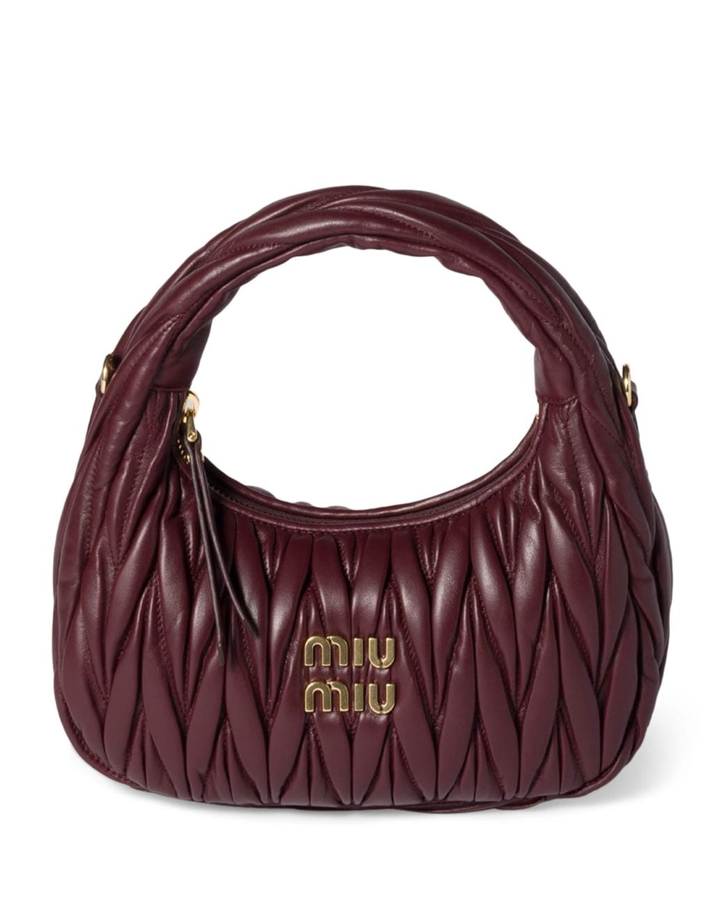 Miu Miu Purple Small Matelassé Lambskin Wander Top-Handle Bag